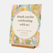 カスタム・アブストラクト・パステルズ　ウェディングシャワーのお礼 アクリルサイン (傾斜)