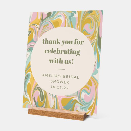 カスタム・アブストラクト・パステルズ　ウェディングシャワーのお礼 アクリルサイン (傾斜)