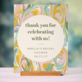 カスタム・アブストラクト・パステルズ　ウェディングシャワーのお礼 アクリルサイン (ニュートラル)