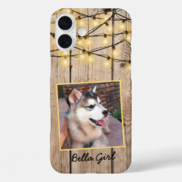 カスタム アラスカン・マラミュートの子犬のスクエアフォト - ラスティック iPhone 16 PLUSケース