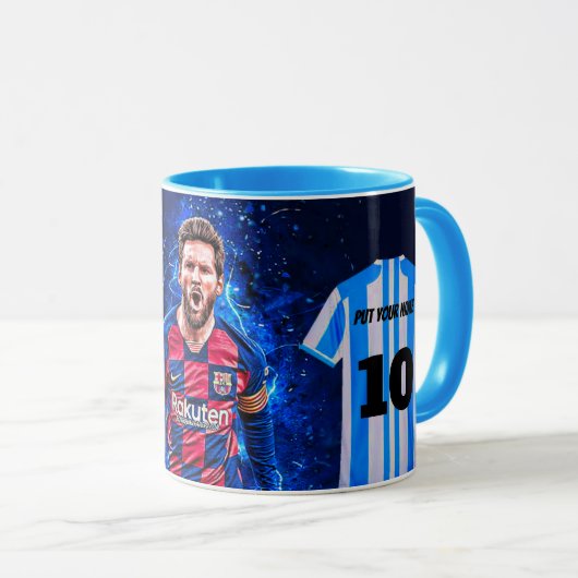 カスタム アルゼンチン ジャージ マグカップ – ナンバー10 サッカーC (正面右)