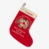 カスタム・イエスがクリスマスの理由 スモールクリスマスストッキング (正面 (吊り時))