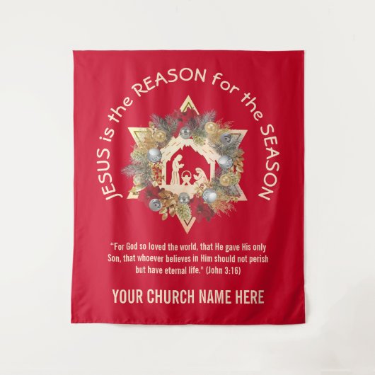 カスタム イエスはその理由 クリスマス タペストリー (正面)