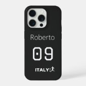 カスタム イタリア代表 サッカー プロフェッショナル モノクロ iPhoneケース (裏面)