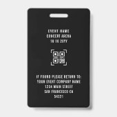 カスタム イベント スタッフ オールアクセスパス QRコード バッジ (Back)