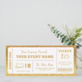 カスタム イベント チケット コンサート フェイク チケット ホワイト ゴールド 招待状 (スタンド正面)