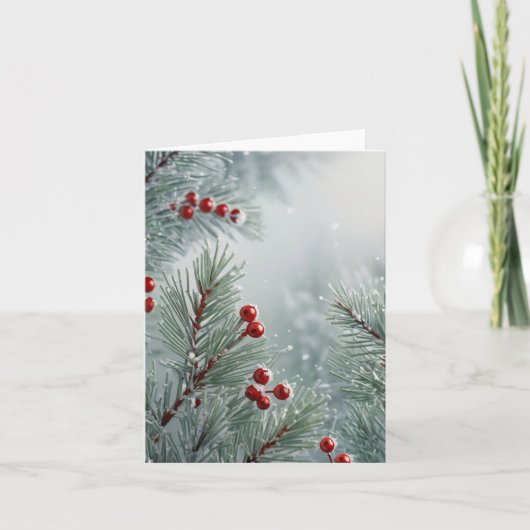 カスタム ウィンター ワンダーランド | 松とバラ  招待状 (正面)