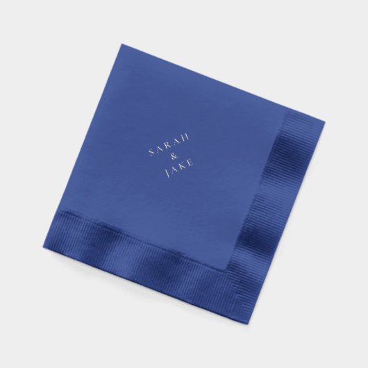 カスタム ウェディング カップル名 ネイビー シルバー 箔ナプキン (左)