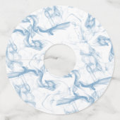 カスタム ウェディング ネーム デート ブルー スモーク ワイングラスタグ (裏面)