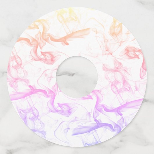 カスタム ウェディング ネーム 日付 カラフル ミスティー スモーク ワイングラスタグ (裏面)