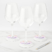 カスタム ウェディング ネーム 日付 カラフル ミスティー スモーク ワイングラスタグ (セット)