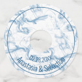 カスタム ウェディング ネーム 日付 青い煙 ワイングラスタグ (正面)