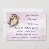 カスタム エイジ ネイチャー, フクロウ, 鳥, 誕生日パーティー 招待状 (裏面)