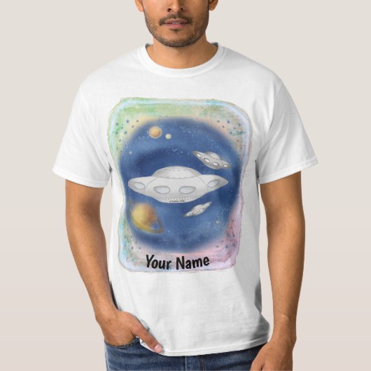 カスタム エイリアングレー宇宙船Tシャツ Tシャツ (正面)