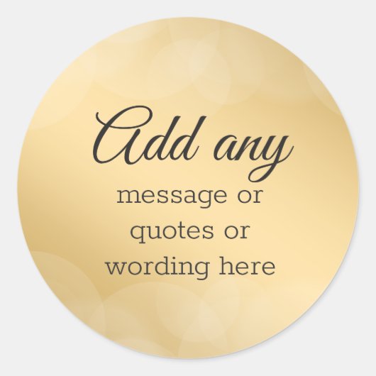 カスタム エレガントゴールド ボケ ラウンドシール (正面)