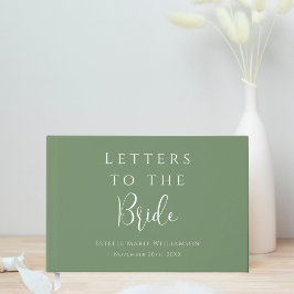 カスタム エレガント セージグリーン レターズ トゥ ザ ブライド ゲストブック