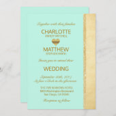 カスタム エレガント ミントゴールド モダン ウェディング 招待状 (正面/裏面)