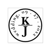 カスタム エレガント| ROUND MONOGRAM縁どの結婚数 ラバースタンプ (インプリント)