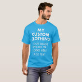 カスタム オリジナル メンズ ティール Tシャツ (正面フル)
