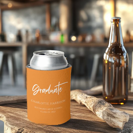 カスタム・オレンジ・ホワイト卒業式パーティー 缶クーラー