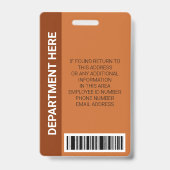 カスタム オレンジ モダン フォト 従業員名 バーコード バッジ (裏面)