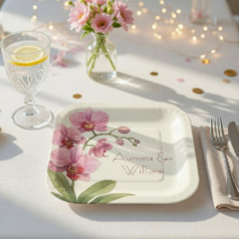 カスタム オーキッド フラワル ペーパープレート