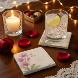 カスタム オーキッド フラワーストーン コースター