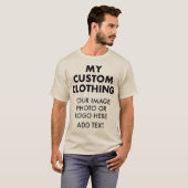 カスタム オーダーメイド メンズ サンドブラウン Tシャツ (正面フル)