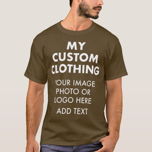 カスタム オーダーメイド メンズ ブラウン Tシャツ (正面)