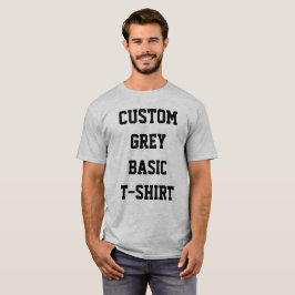 カスタム オーダーメイド メンズ ベーシック グレー Tシャツ