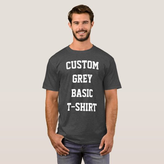 カスタム オーダーメイド メンズ ベーシック グレー Tシャツ (正面フル)