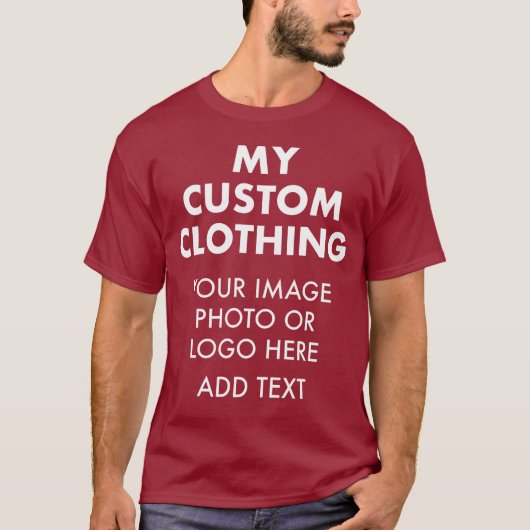 カスタム オーダーメイド メンズ ワインレッド Tシャツ (正面)
