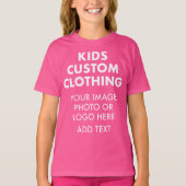 カスタム オーダーメイド 女の子のTシャツ - WOW PINK Tシャツ (正面)