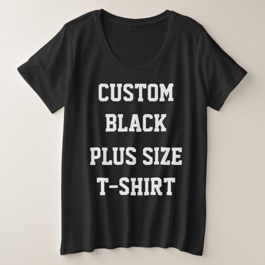 カスタム オーダーメイド 女性用 ブラック プラスサイズ Tシャツ (デザイン正面)