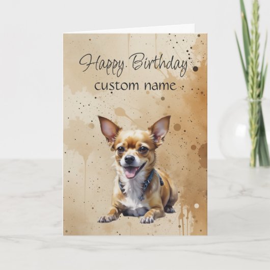 カスタム オーダー 誕生日 チワワ 犬 グッズ カード (正面)