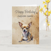 カスタム オーダー 誕生日 チワワ 犬 グッズ カード (黄色い花)
