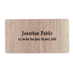 カスタム オールド スタイル テキスト ブラウン ウッド ボード ルック ラベル