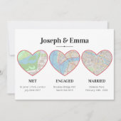 カスタム・カップルのマイルストーン・マップの場所のハート シーズンカード (正面)