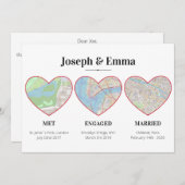 カスタム・カップルのマイルストーン・マップの場所のハート シーズンカード (正面/裏面)