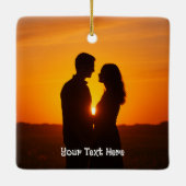 カスタム カップル フォト セラミックオーナメント (裏面)