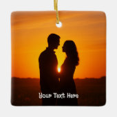 カスタム カップル フォト セラミックオーナメント (正面)