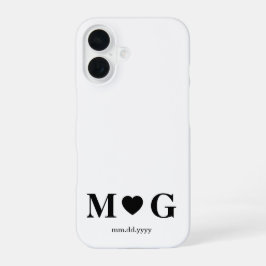 カスタム カップル モノグラム ハートマーク iPhone 16ケース
