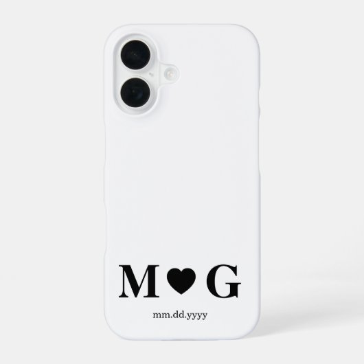 カスタム カップル モノグラム ハートマーク iPhone 16ケース (裏面)