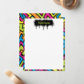 カスタム カラフル ネオン グラフィティ ストリート アート パターン ノートカード (正面/裏面インサイチュ)