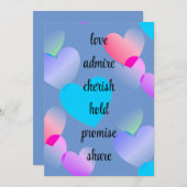 カスタム カラフル ハーツ バレンタインデー シーズンカード (正面/裏面)