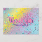 カスタム カラフル パステル レインボー アーティスティック サンクス ポストカード (正面)
