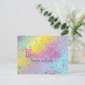 カスタム カラフル パステル レインボー 芸術的なサンキュー ポストカード (スタンド正面)