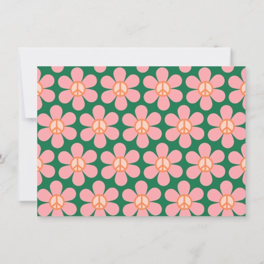 カスタム カラフル ピース フローラル グリーン ブライダル シャワー サンキューカード (裏面)