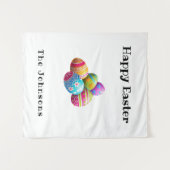 カスタム カラフル モダン イースターエッグ ハント ハッピーイースター タペストリー (正面(横))