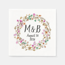 カスタム カントリー スタイル フラワー リース アート モチーフ スタンダードカクテルナプキン